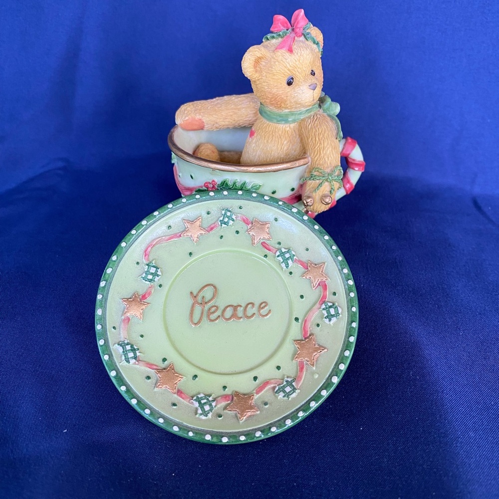 Cherished Teddies Green and Red Cup